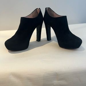 Miu Miu Suede & Glitter Platform Heels